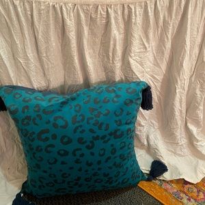 Leopard teal opal house throw pillow